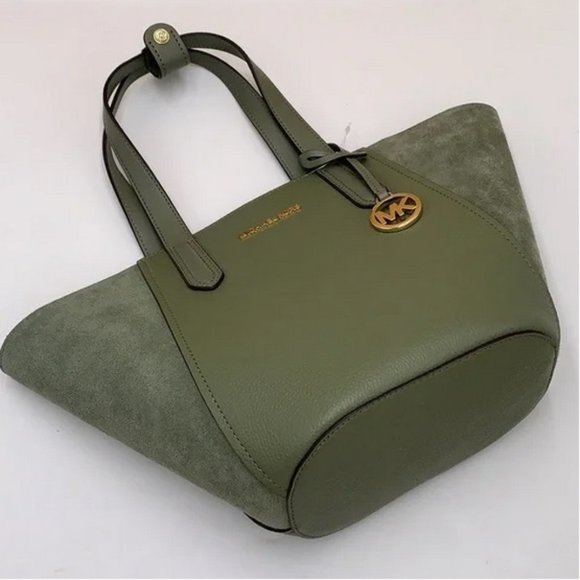 Michael Kors Portia Small Bucket Tote in Army Green color - Picture 4 of 13